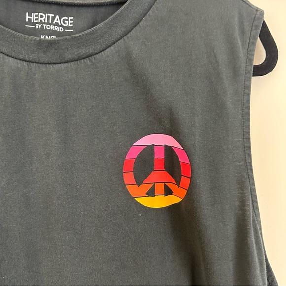 Torrid | Peace Relaxed Fit Heritage Jersey Crew Tee Muscle Tee Size Medium (00) - Picture 4 of 8
